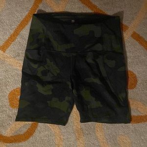 All in motion bike shorts.  Green Camo